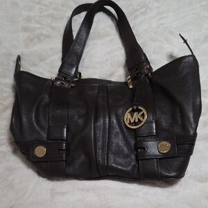 Michael Kors Brown Shoulder Bag with Gold Accents